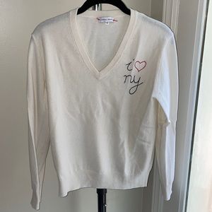 Lingua Franca “I ❤️ NY” v-neck sweater. Size XS.